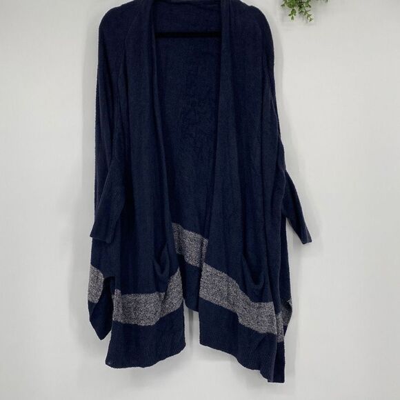 Barefoot Dreams CozyChic Lite Cliffside Cardigan Sweater Wrap Navy One‎ Size - Picture 5 of 14